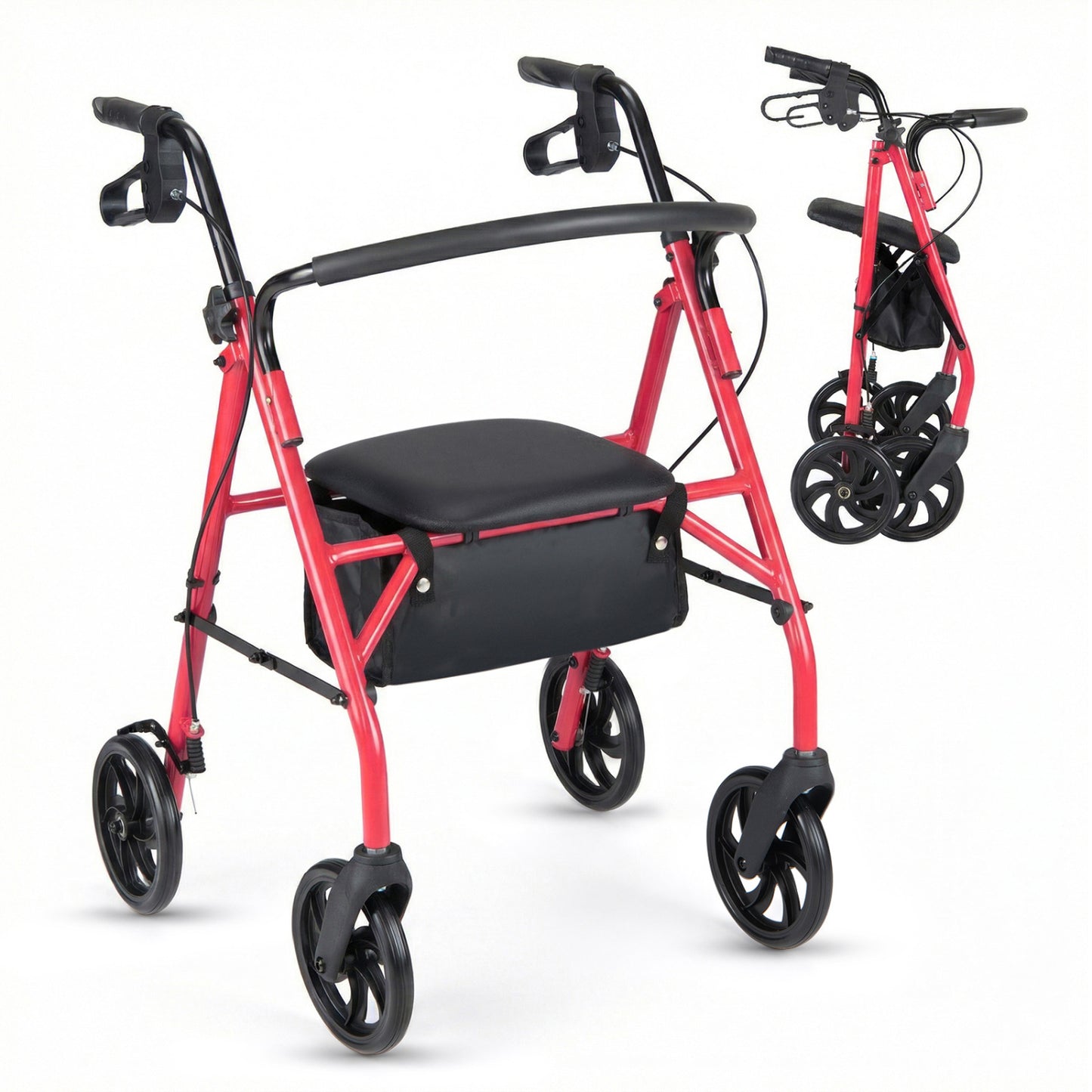Rollator Walker with Seat and Height Adjustable Handles