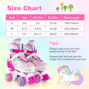 Roller Skates for Teens 4 Sizes Adjustable with Light-up Wheels for Boys Girls Ages 13+-Rose Red