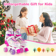 Roller Skates for Teens 4 Sizes Adjustable with Light-up Wheels for Boys Girls Ages 13+-Rose Red
