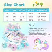 Roller Skates for Teens 4 Sizes Adjustable with Light-up Wheels for Boys Girls Ages 13+-Blue