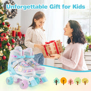 Roller Skates for Teens 4 Sizes Adjustable with Light-up Wheels for Boys Girls Ages 13+-Blue
