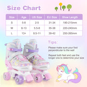 Roller Skates for Teens 4 Sizes Adjustable with Light-up Wheels for Boys Girls Ages 13+-Light Pink