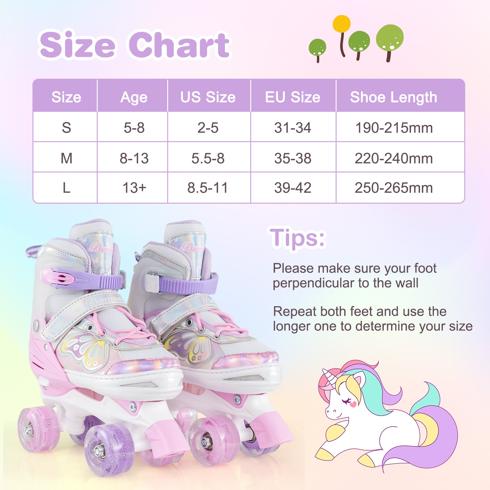 Roller Skates for Teens 4 Sizes Adjustable with Light-up Wheels for Boys Girls Ages 13+-Light Pink