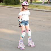 Roller Skates for Teens 4 Sizes Adjustable with Light-up Wheels for Boys Girls Ages 13+-Light Pink