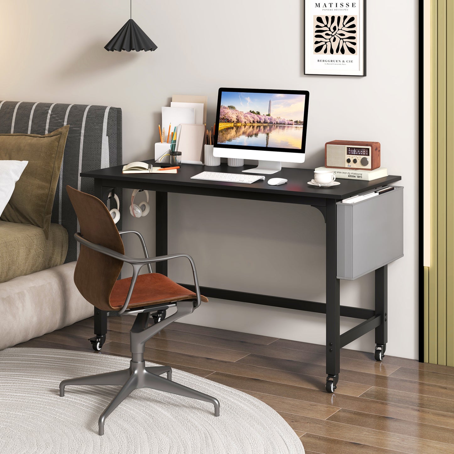 Rolling Computer Desk with Lockable Wheels 48" x 24"