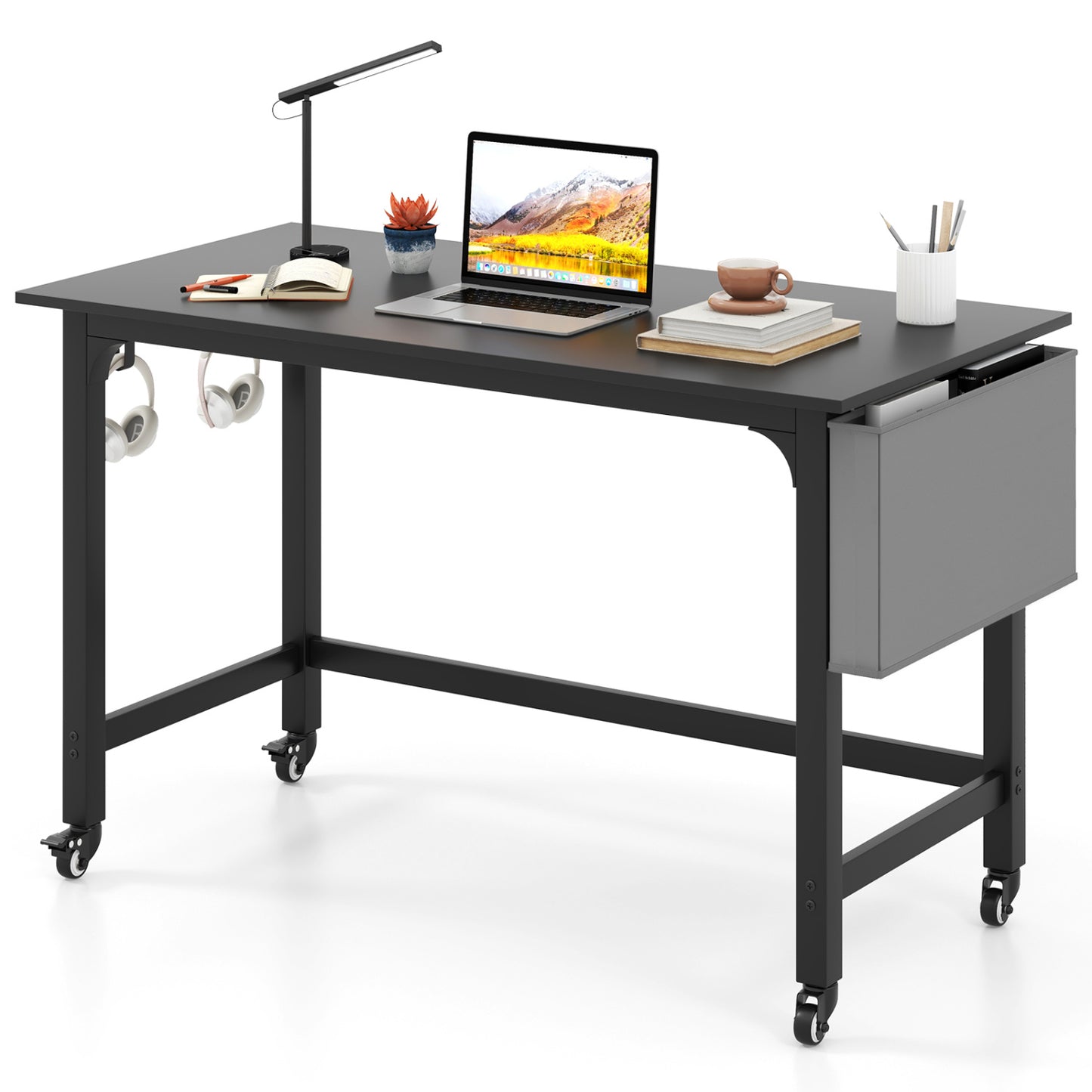 Rolling Computer Desk with Lockable Wheels 48" x 24"