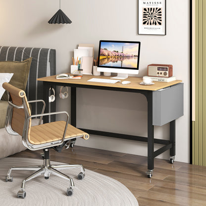 Rolling Computer Desk with Lockable Wheels 48" x 24"
