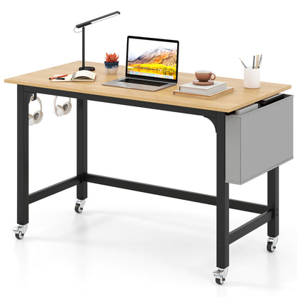 Rolling Computer Desk with Lockable Wheels 48" x 24"