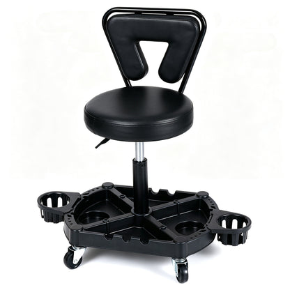 Rolling Mechanic Stool with Tool Tray & Padded Seat - 330 lbs