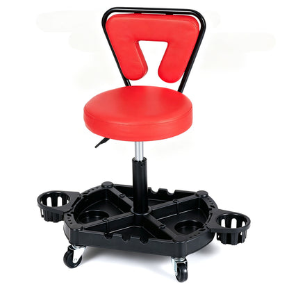 Rolling Mechanic Stool with Tool Tray & Padded Seat - 330 lbs