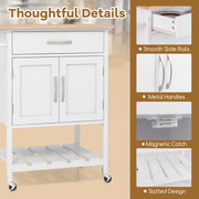 Rolling Kitchen Island Cart with Drawer and Towel Rack-White