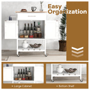 Rolling Kitchen Island Cart with Drawer and Towel Rack-White