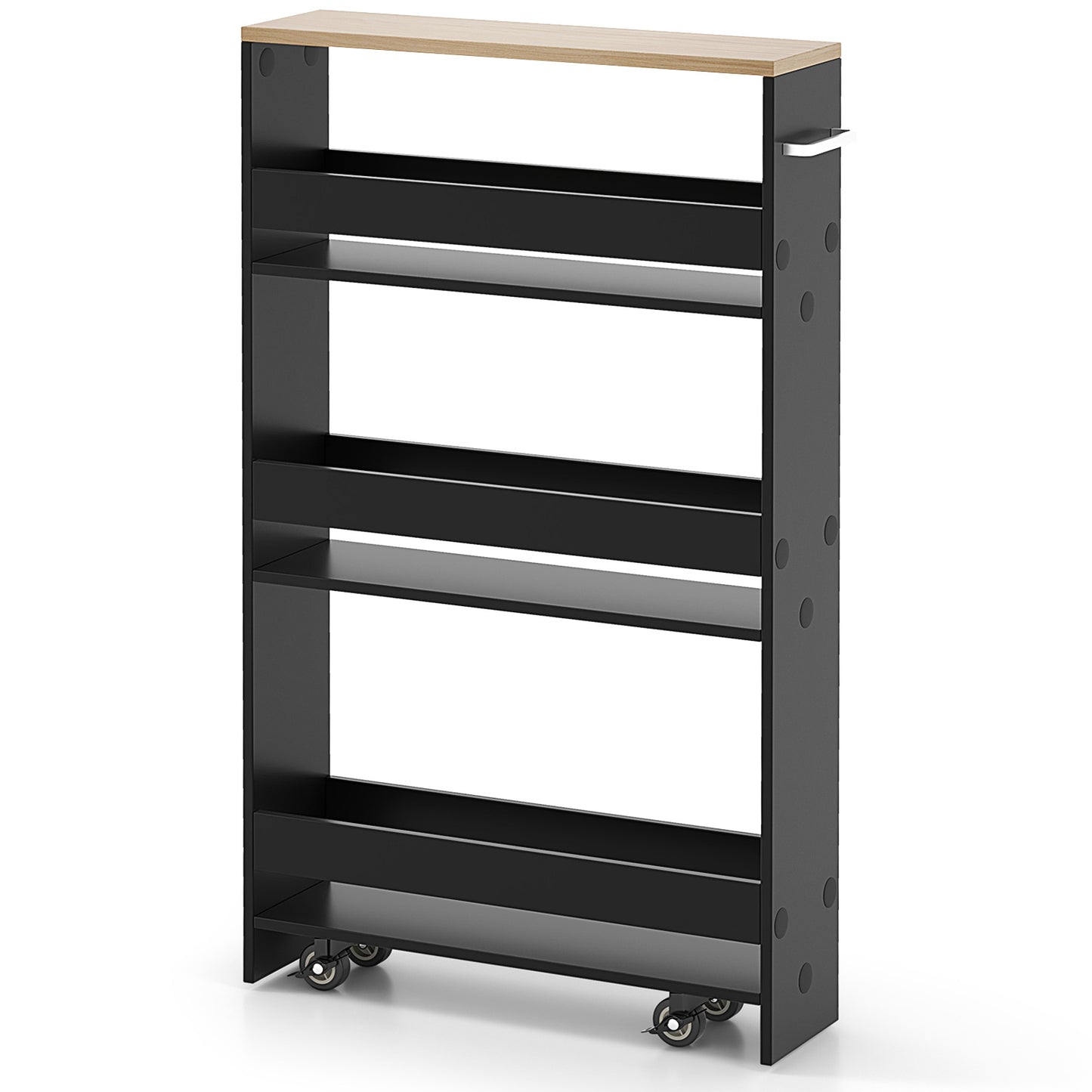Rolling Kitchen Slim Storage Cart Mobile Shelving Organizer with Handle