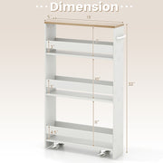 Narrow Mobile Serving Cart with Open Shelves for Kitchen Bathroom Living Room-White