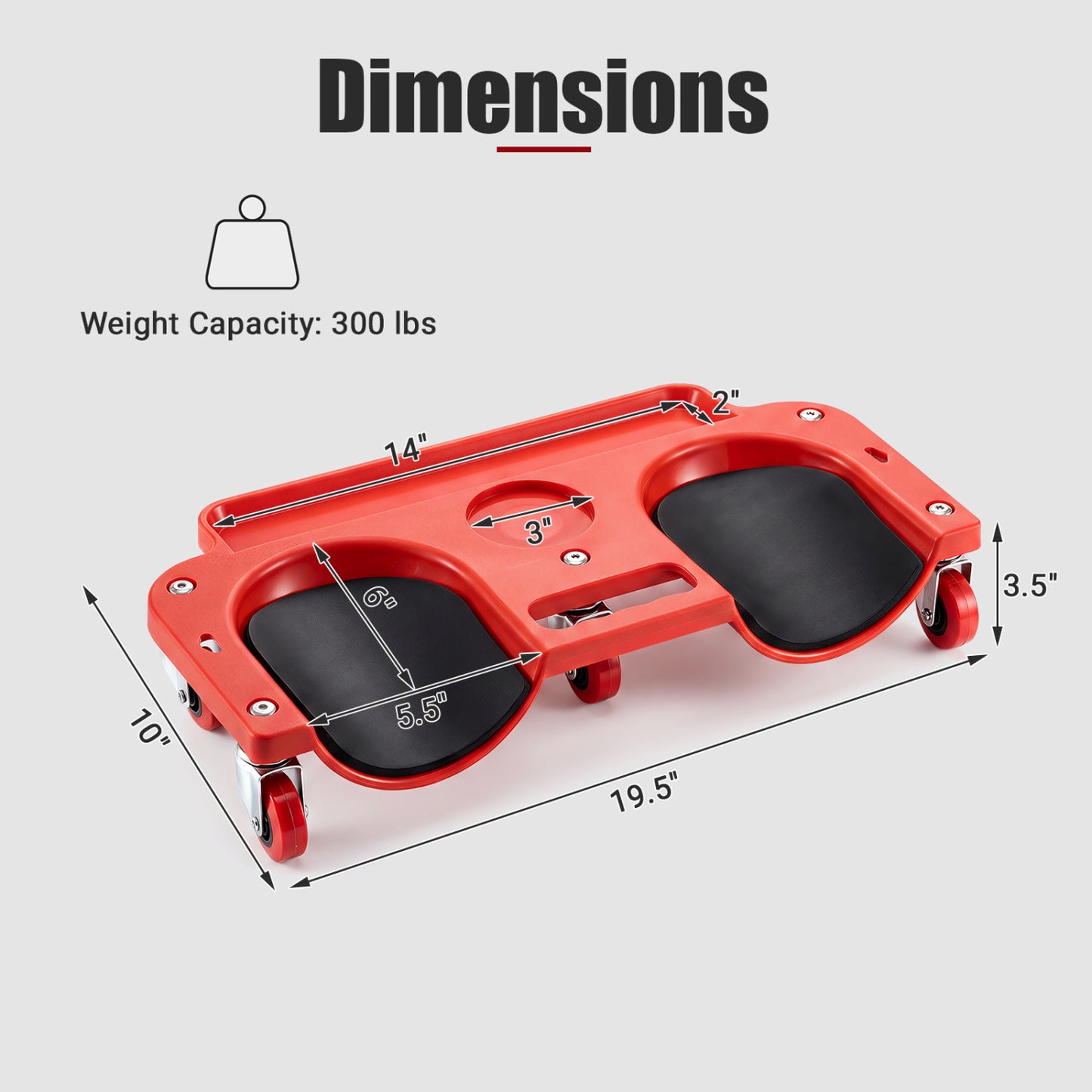 Rolling Knee Creeper with 360° Swivel Casters & Tool Trays