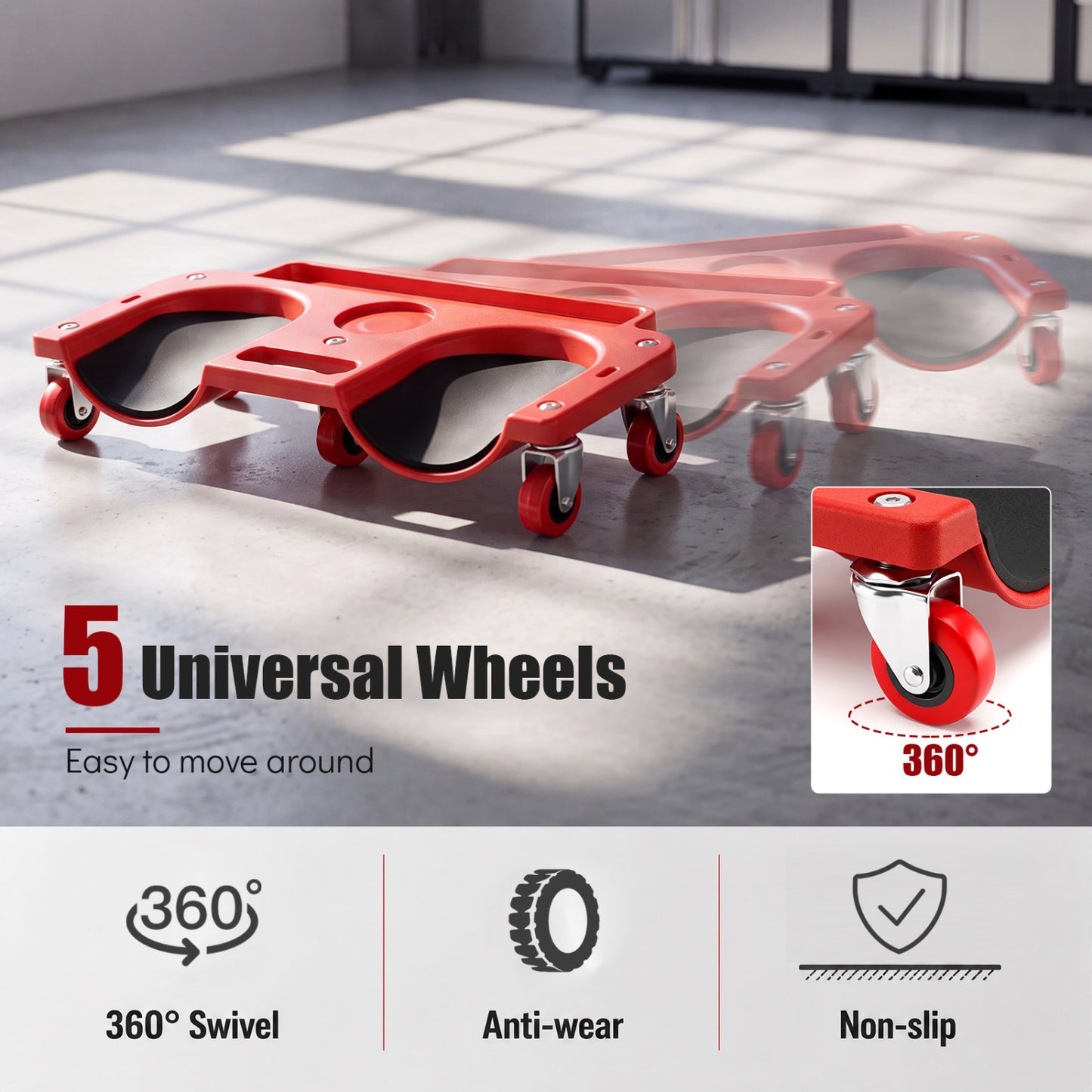 Rolling Knee Creeper with 360° Swivel Casters & Tool Trays