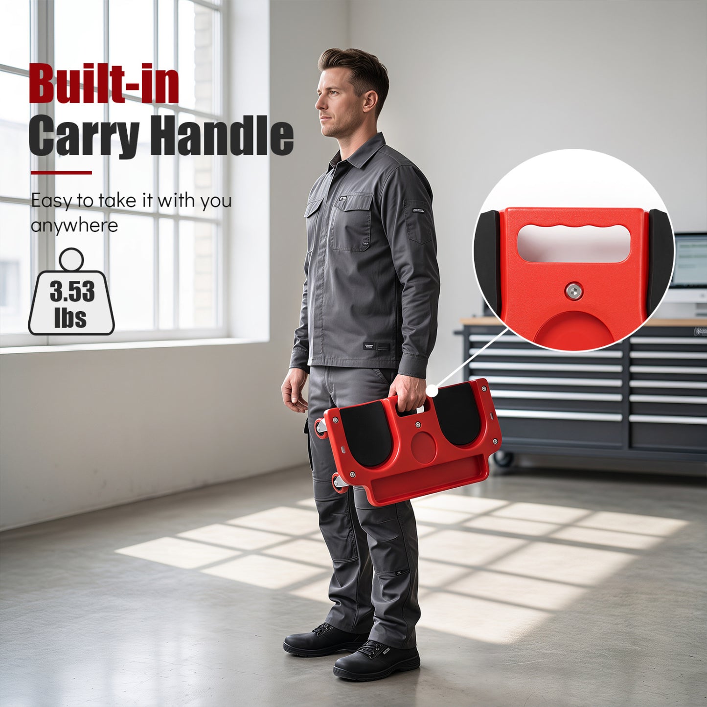 Rolling Knee Creeper with 360° Swivel Casters & Tool Trays