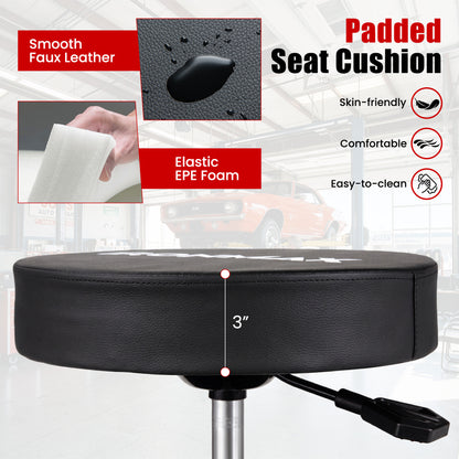 Rolling Mechanic Stool with Cushioned Seat & Tool Trays 330 LBS