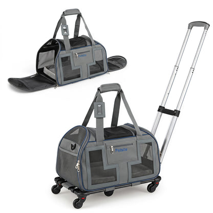 Rolling Pet Carrier with Wheels & Telescopic Handle