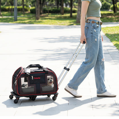Rolling Pet Carrier with Wheels & Telescopic Handle