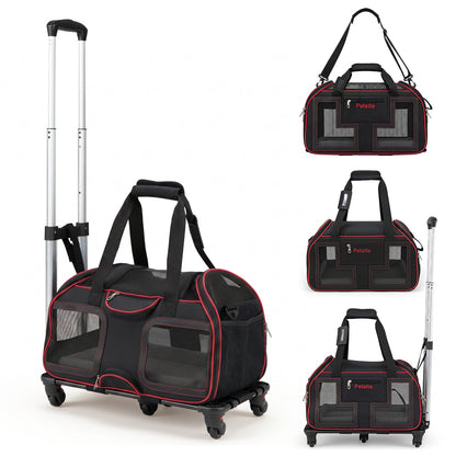 Rolling Pet Carrier with Wheels & Telescopic Handle