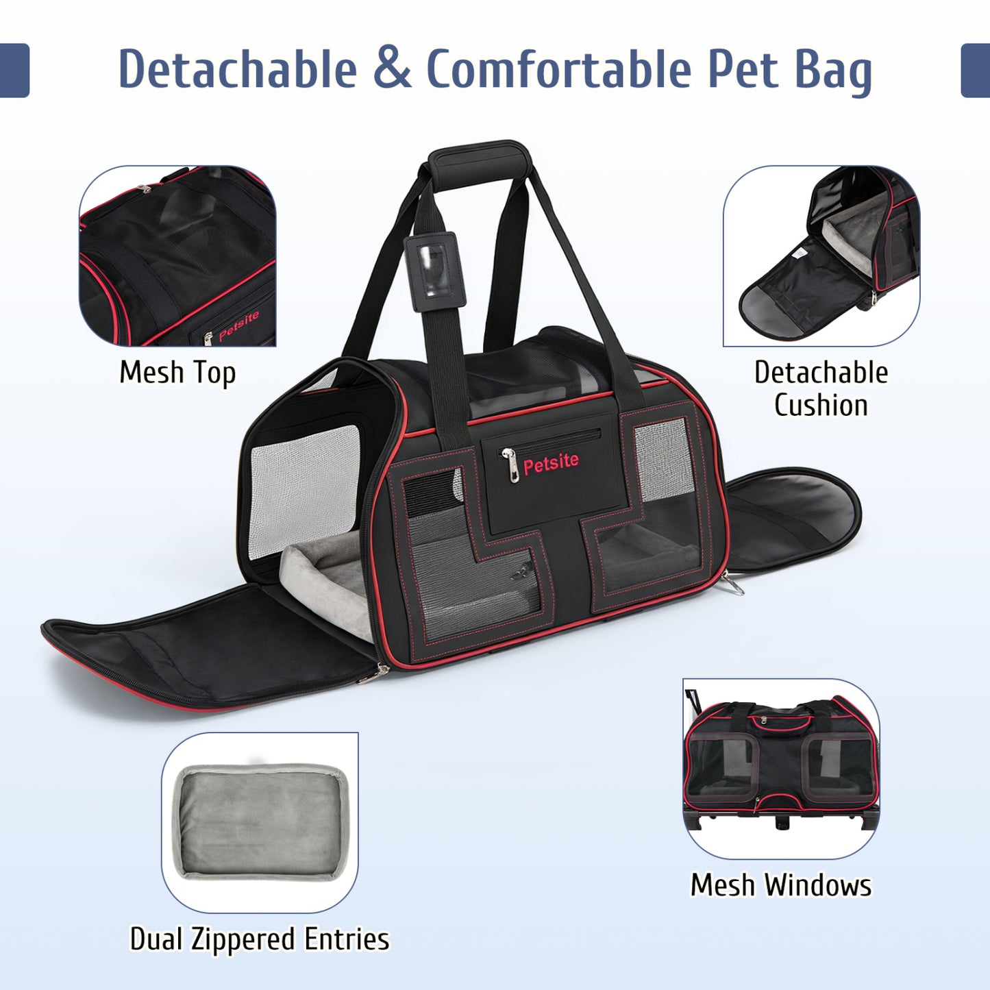 Rolling Pet Carrier with Wheels & Telescopic Handle