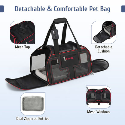 Rolling Pet Carrier with Wheels & Telescopic Handle
