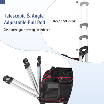 Rolling Pet Carrier with Wheels & Telescopic Handle