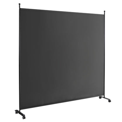 6 Feet Single Panel Rolling Room Divider with Smooth Wheels-White - Dark Gray
