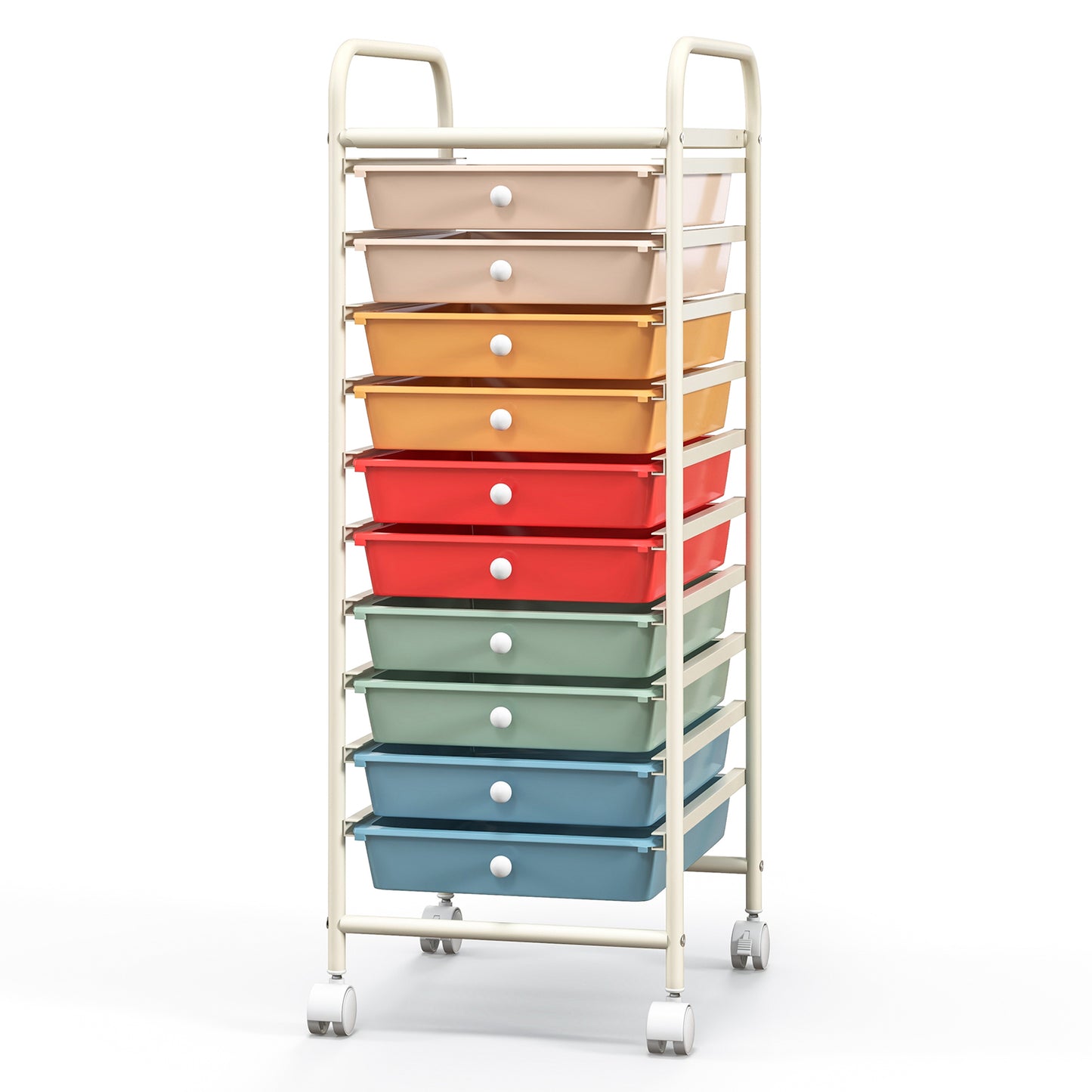 10 Drawer Rolling Storage Cart Organizer with 4 Universal Casters