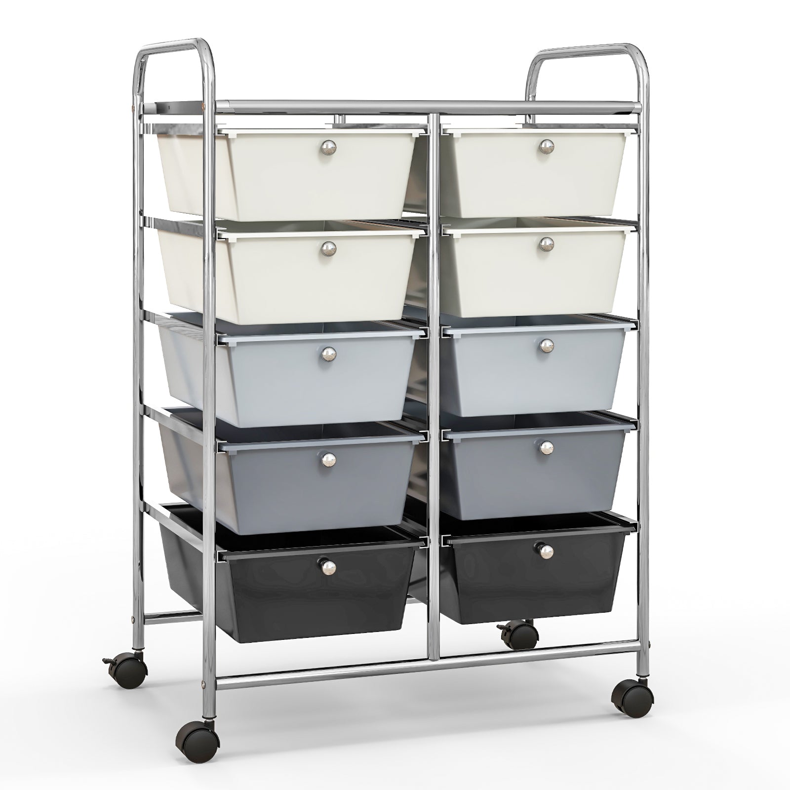 10-Drawer Rolling Storage Cart-Purple - Beige & Gray