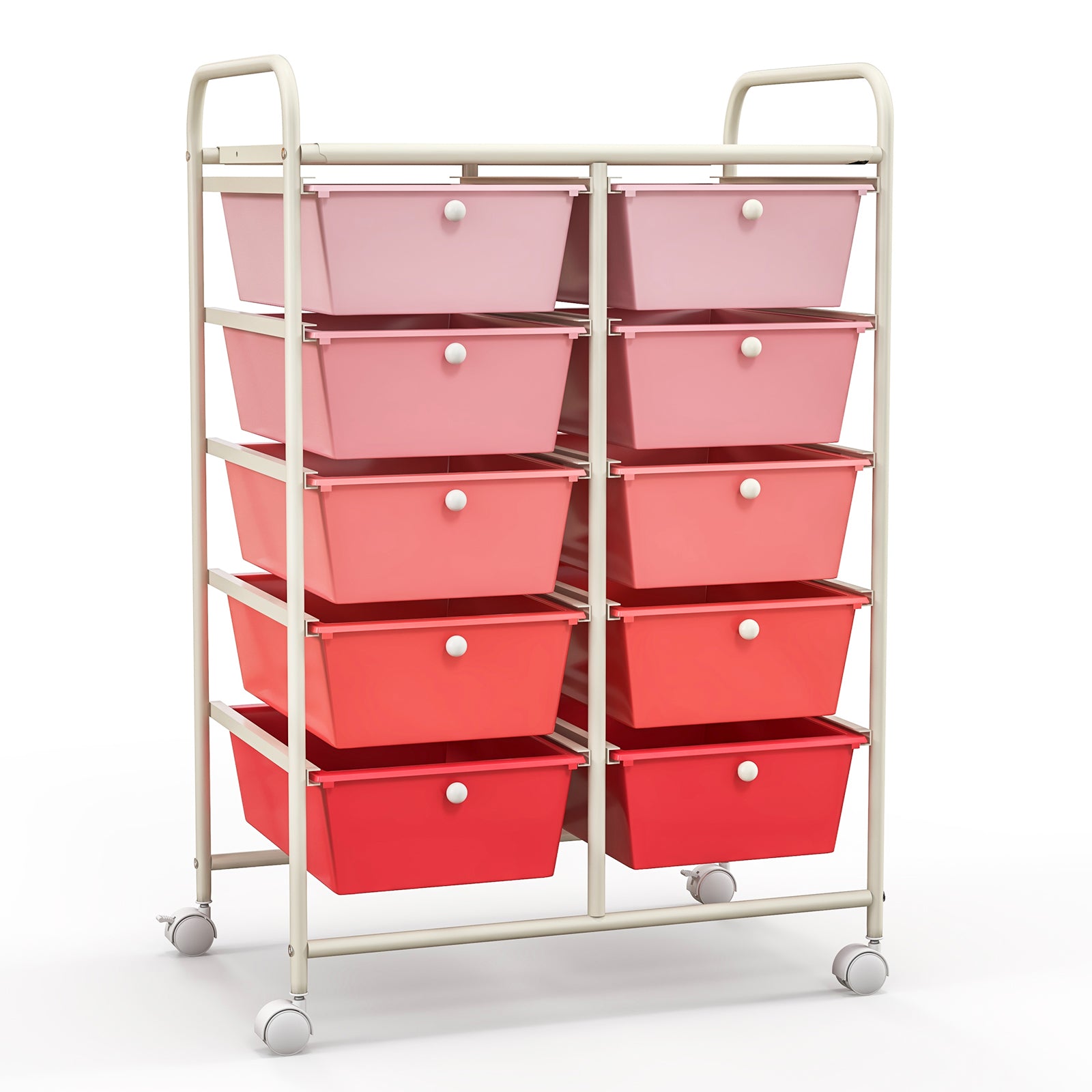 10-Drawer Rolling Storage Cart-Purple - Gradient Pink