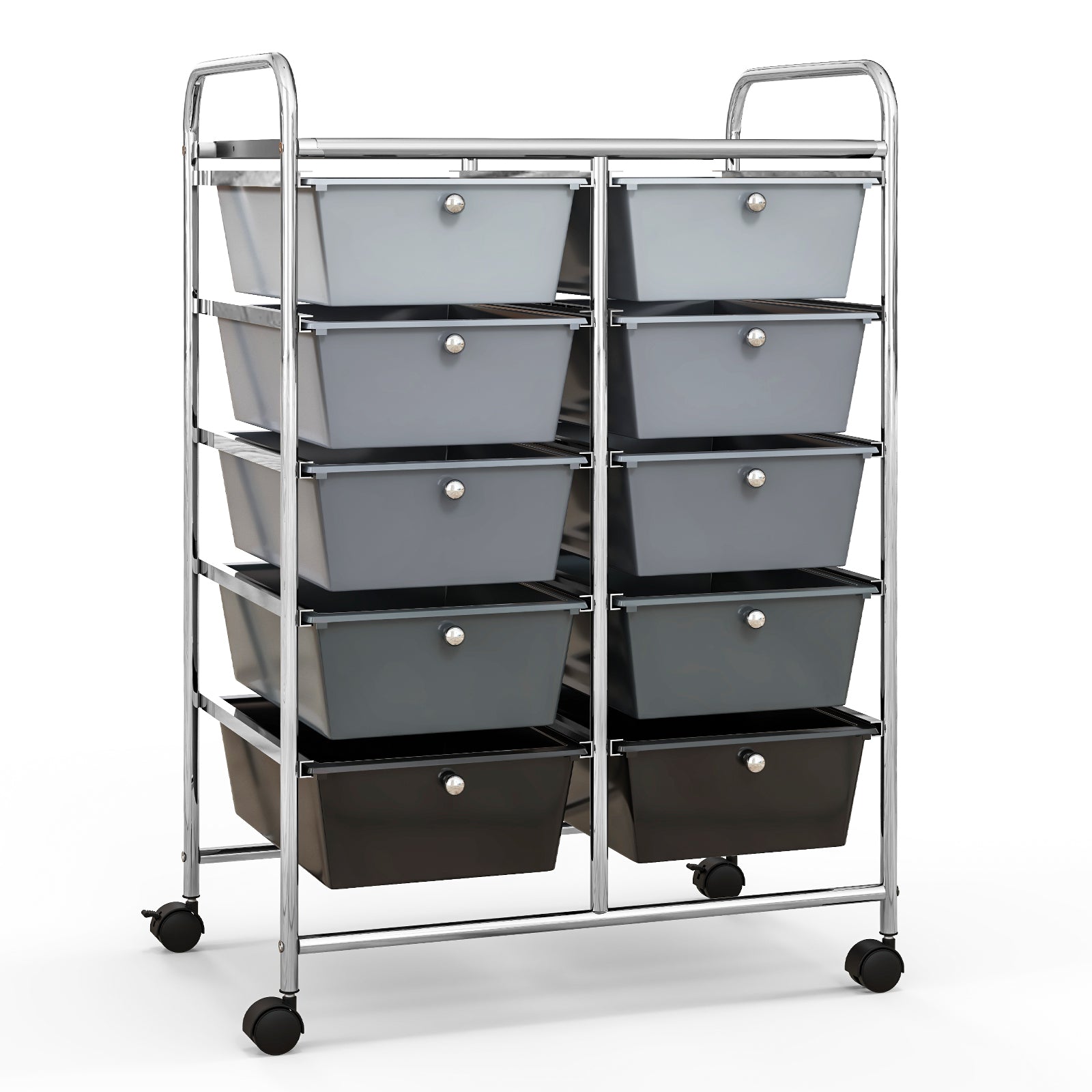 10-Drawer Rolling Storage Cart-Purple - Gray