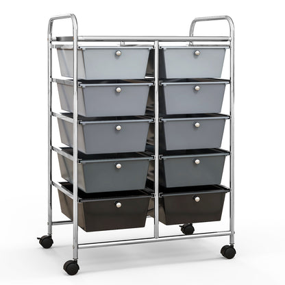 10-Drawer Rolling Storage Cart-Purple - Gray
