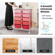 10-Drawer Rolling Storage Cart-Gradient Pink