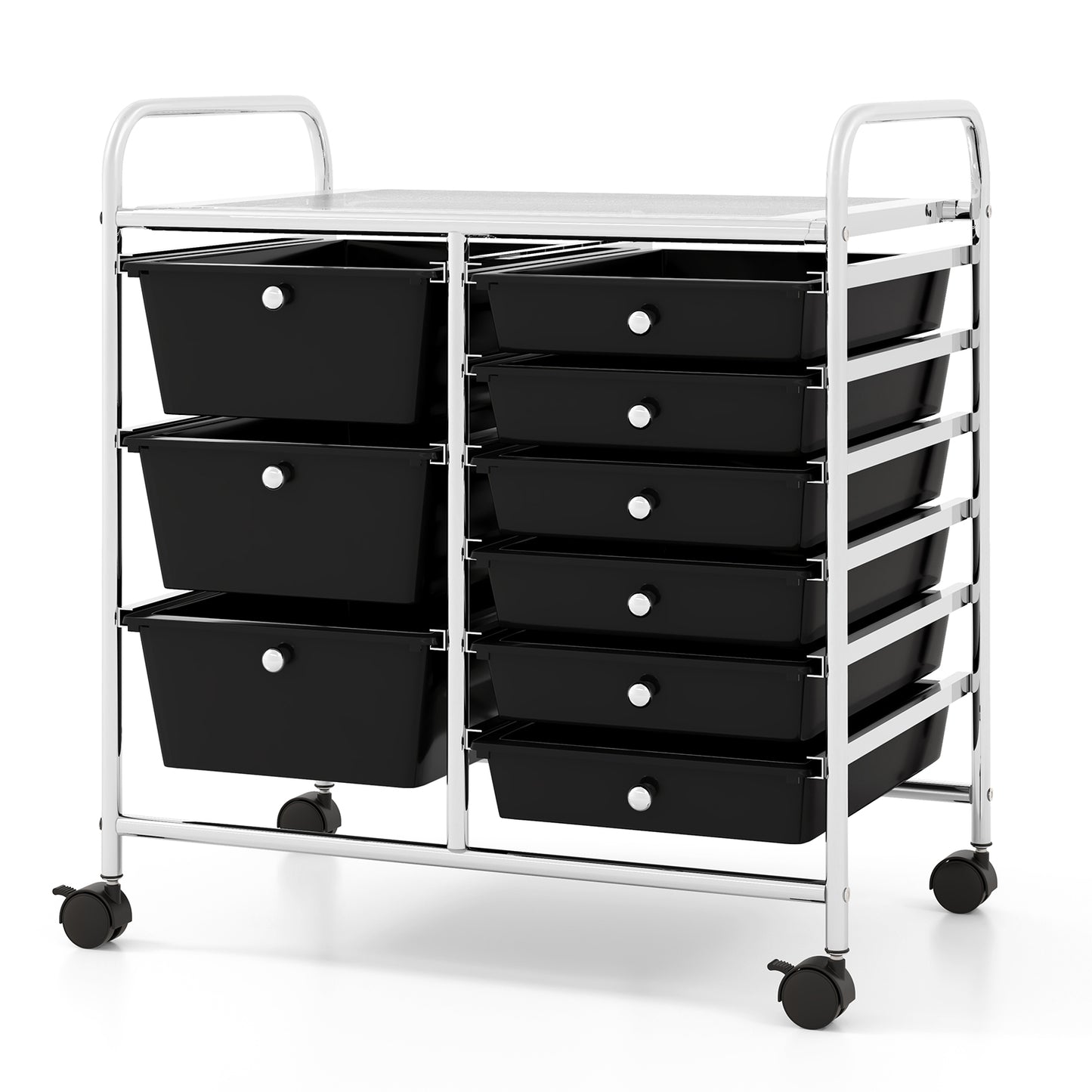 9-Drawer Rolling Storage Cart with Colorful Drawers and Metal Frame