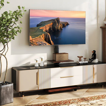 Rolling TV Stand on Wheels Mobile TV Cart for 32-75 Inch TVs Portable AV Cart-Black