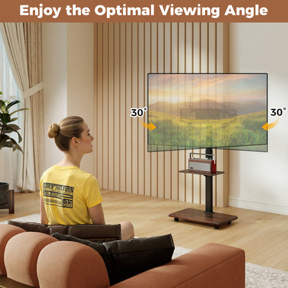 Rolling TV Stand on Wheels Mobile TV Cart for 32-75 Inch TVs Portable AV Cart-Black