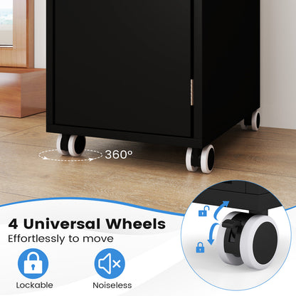 Salon Trolley Cart 360° Rolling Tool Cart Mobile Storage Station with 4 Lockable Wheels-Black