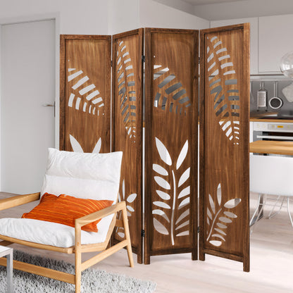 Room Divider 5.6 FT Folding Partition Stand with Double Action Metal Hinges-4 Panel