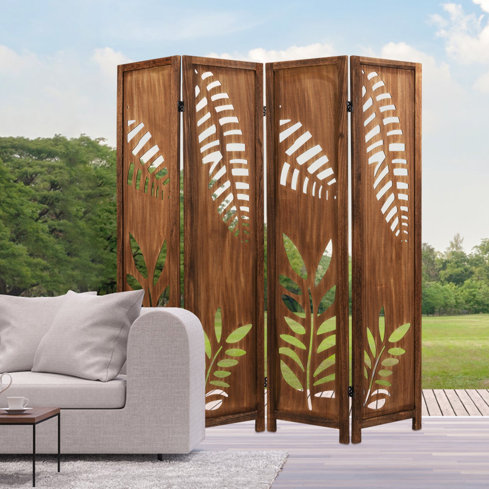 Room Divider 5.6 FT Folding Partition Stand with Double Action Metal Hinges-4 Panel