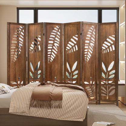 Room Divider 5.6 FT Folding Partition Stand with Double Action Metal Hinges-6 panel