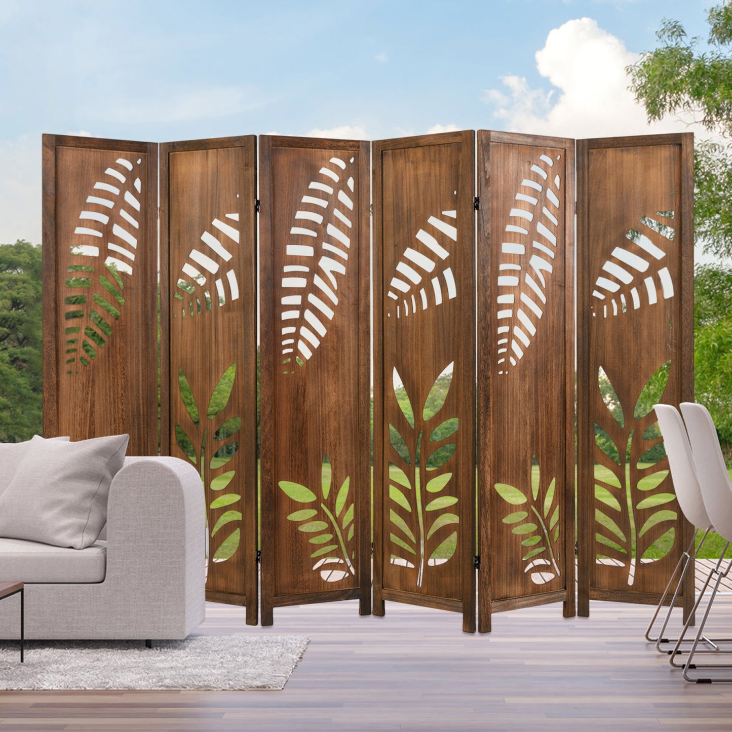 Room Divider 5.6 FT Folding Partition Stand with Double Action Metal Hinges-6 panel