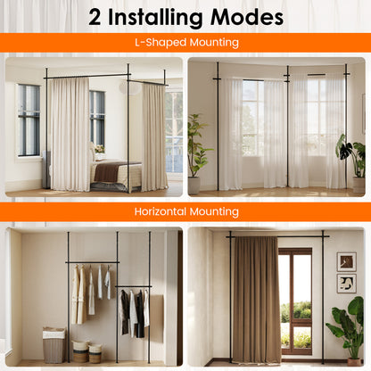 Room Divider Curtain Rod with Adjustable Floor to Ceiling Tension Rod (Curtains Not Included)