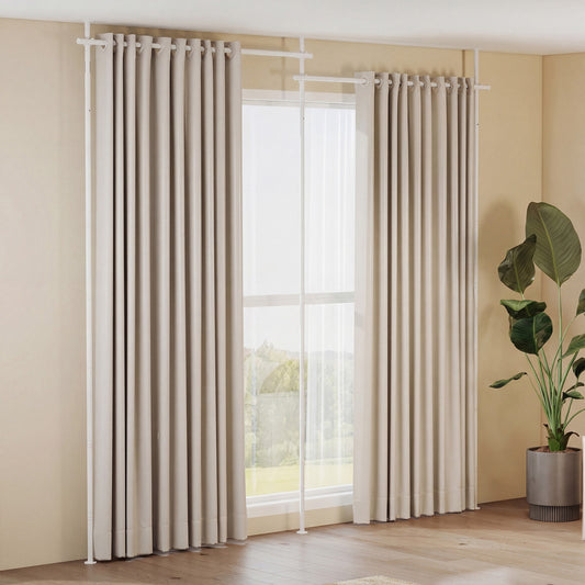 Room Divider Curtain Rod with Adjustable Floor to Ceiling Tension Rod (Curtains Not Included)