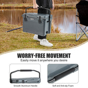 25 QT Hard Cooler with Aluminum Handle and Integrated Cup Holders-Gray