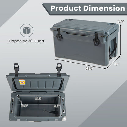 Rotomolded Cooler with Integrated Cup Holders and Bottle Opener-Gray