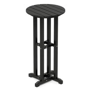 21.5 Inch Round Bar Table Patio HDPE Bar Height Dining Table with Slatted Tabletop-Black