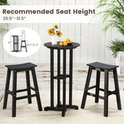 21.5 Inch Round Bar Table Patio HDPE Bar Height Dining Table with Slatted Tabletop-Black