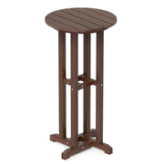 21.5 Inch Round Bar Table Patio HDPE Bar Height Dining Table with Slatted Tabletop-Brown